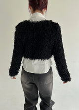 ノーボタンファークロップカーディガン/Nor Button Fur Crop Cardigan (3color)