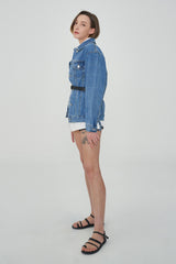 セミオーバーフィットベルトセットデニムジャケット/ SEMI OVER FIT BELT SET DENIM JACKET [1000]