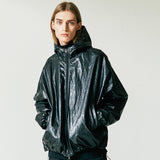 VCL CRACK LEATHER HOODIE BLACK