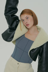 CROP SHEARLING JACKET / BLACK