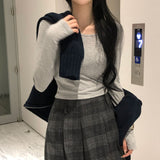 [BELLIDE MADE] Single warmer round long-sleeved cropped T-shirt