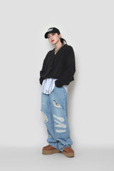 ビンテージワイドデニムパンツ/ vintage wide denim pants