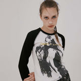 ドントカムラグランロングスリーブTシャツ/DON'T COME RAGLAN LONG SLEEVE, WHITE