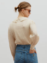 Double collar wrinkle blouse - Butter cream (6682219544694)