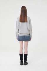 ウィティーバニーワーディングドロップスウェットシャツ／WITTY BUNNY WORDING DROP SWEATSHIRT [MELANGE GRAY]