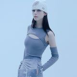 カットアウトウォーマートップ/0 5 cut out warmer top - GREY