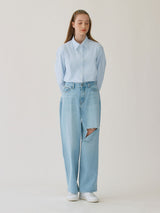 (PT-22149)WIDE DESTROYED DENIM PANTS BLUE (6672984178806)