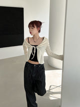 ラッフルカラーカーディガン/Ruffle collar cardigan (3color)