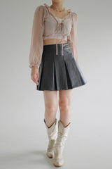 コンビレザープリーツスカート / Combi Leather Pleated Skirt (3color)