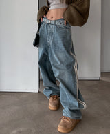 (UNISEX) ピーナッツラインワイドデニムパンツ