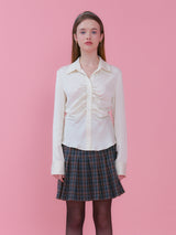 SHIRRING DETAIL BLOUSE_CREAM (6612500381814)