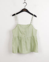 Keobing vintage V-neck buttoned lace strap adjustable sleeveless