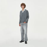 LAMBSWOOL V NECK CARDIGAN_GRAY (6612826947702)