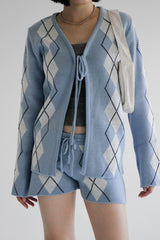 アーガイルリボンカーディガン / Argyle Ribbon Cardigan (3color)