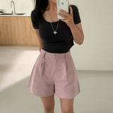 [Bellide made] Basic pintuck cotton shorts