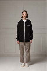 Pigment washed zipup hoodie - Black (4622122352758)