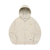 WITTY BUNNY WAPPEN NAPPING HOODIE ZIP UP [OATMEAL]