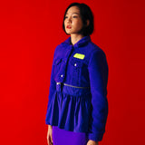 [WOMEN] Faux-Shearling Detachable Skirt Trucker Jacket (Purple) (6656348520566)