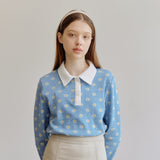 BLOOM COLLAR T-SHIRT_BLUE (6600102772854)