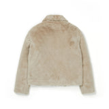 Fluffy Bow tie Fur Jacket [BEIGE] (6618907934838)