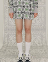 GRANNY SQUARE KNIT MINI SKIRT LIGHT GRAY (6691439050870)