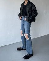 イーノックスクエアウィンクルレザージャケット / ENOC Square Winkle Leather Jacket (2 colors)