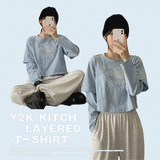 ナイスレイヤードクロップドロングスリーブTシャツ