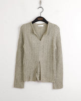 Nalky Bokashi V-neck slit long-sleeve knit