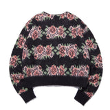フラワーパターンクロップカーディガン / Flower Pattern Crop Cardigan_Black