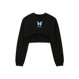 バタフライクロップスウェットシャツ/0 8 butterfly crop sweat shirt - BLACK