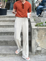 Roe Minimal Short-Sleeved Linen Round Knitwear (9 colors)