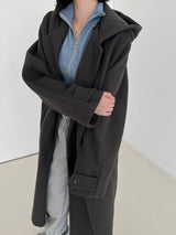 ウールフードロングコート / Wool hood long coat (3color)