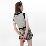 Tweed Crop Vest [Cotton Candy] (6612244168822)