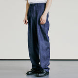 デニムワイドカーブフィット2タックスラックス / DENIM WIDE CURVE FIT TWO TUCK SLACKS INDIGO