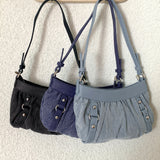 Shakle Y2K Denim Buckle Shirring Mini Shoulder Bag