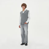 LAMBSWOOL V NECK KNIT VEST_GRAY (6611350618230)