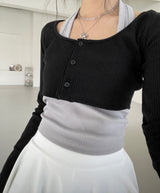 ピュアクロップドカーディガンホルターノースリーブセット / Pure cropped cardigan halter sleeveless set