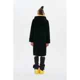 UNI MONO CHERRY HOODIE LONG DUFFLE COAT [BLACK]