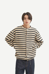クレムカラーレスカーディガンシャツ/Creme collarless cardigan shirt C6 Ivory&Black