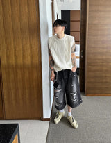 ダメージデニムショーツ