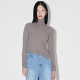 Slim-fit Unbalance Turtleneck [COCOA] (6618523566198)