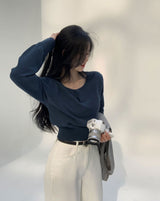 [BELLIDE MADE] Soft button long-sleeve knitwear