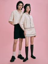DVRK PRIVÉ POINTELLE ニット カーディガン & スカート セット - クリーム