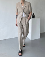 リネンショートスリーブショートジャケット / ECT Linen Short-Sleeved Short Jacket (2 colors)