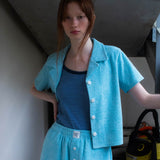 フラワーテリーハーフパンツ / FLOWER TERRY HALF PANTS_BLUE