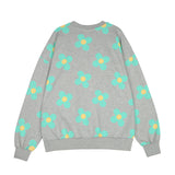 Green flower pattern Sweat-shirt [Melange grey] (6535252607094)