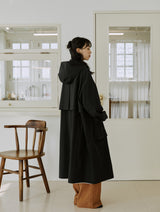 ロングフードジコート / unisex long hood coat black