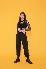 ショルダーメッシュクロップTシャツ / TOP(7807) Shoulder Mesh Crop Tee