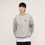 [UNISEX] Drawing Dot Embroidery Backlogo White Clip Sweatshirt (6655513329782)
