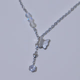 Butterfly Holographic Gemstone Heart Necklace